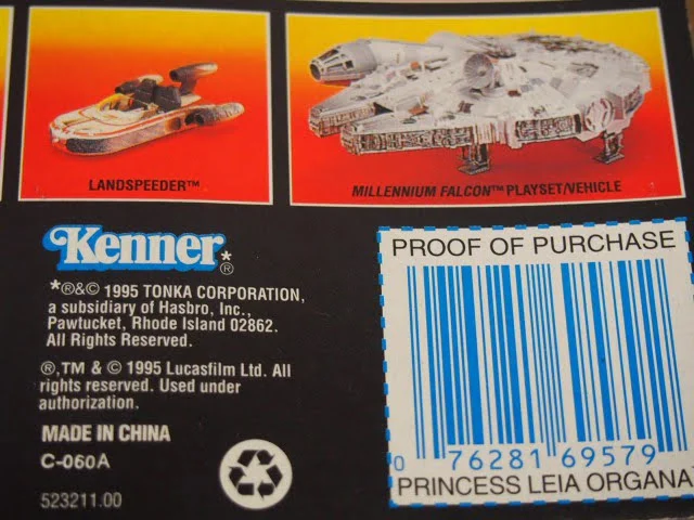 レイア姫（Princess Leia） フィギュア Kenner 1995のパッケージ裏側